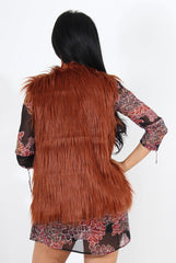 Jazmin Rust Faux Fur Gilet-Jackets