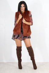 Jazmin Rust Faux Fur Gilet-Jackets