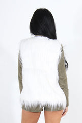 Jazmin White Faux Fur Gilet-Jackets