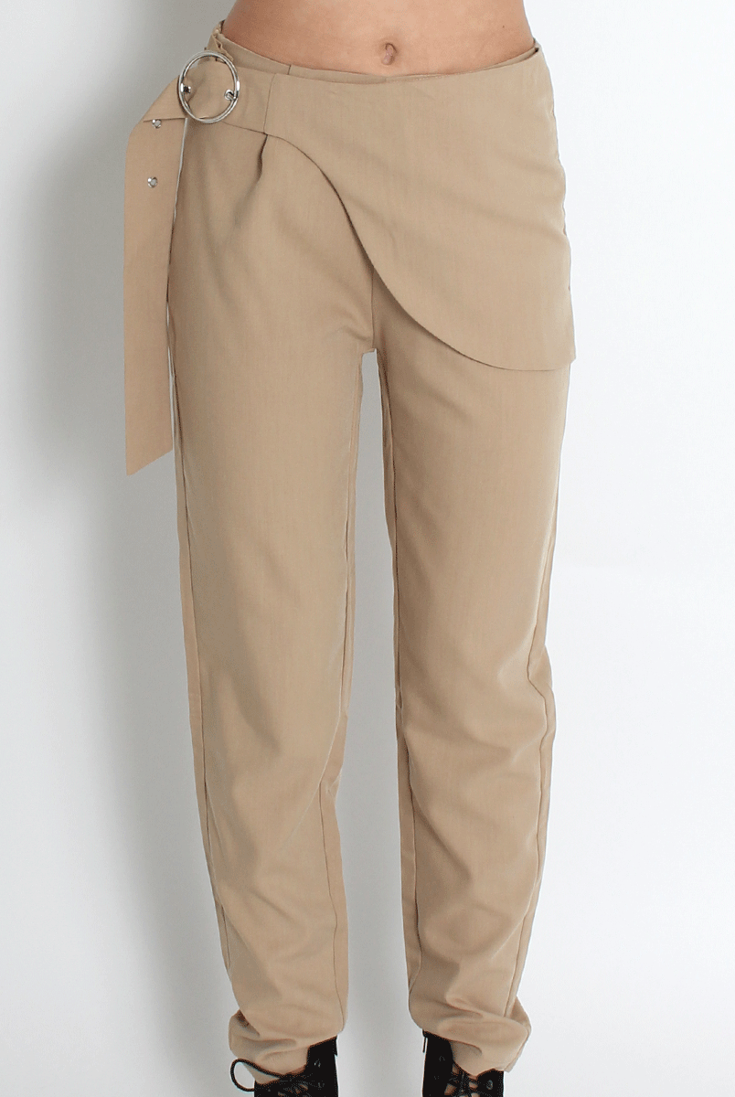 Jeannette Beige Cigarette Trousers-Jeans