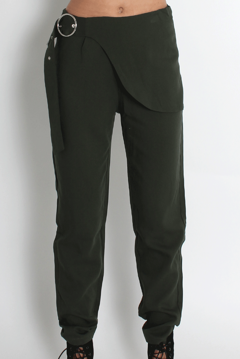 Jeannette Khaki Cigarette Trousers-Jeans