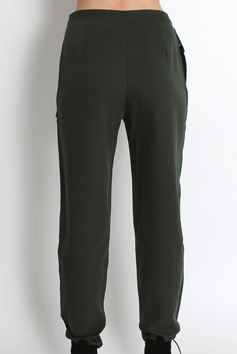 Jeannette Khaki Cigarette Trousers-Jeans