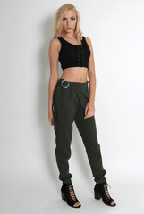 Jeannette Khaki Cigarette Trousers-Jeans