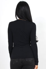 Jeena Black Tie Front Top-Tops