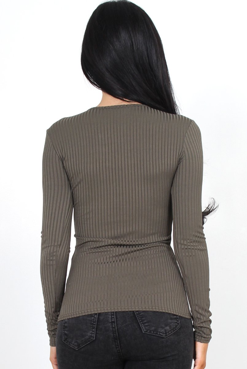 Jeena Khaki Tie Front Top-Tops