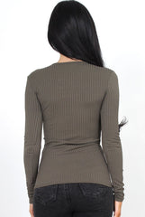 Jeena Khaki Tie Front Top-Tops