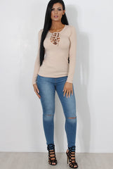 Jeena Stone Tie Front Top-Tops