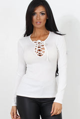 Jeena White Tie Front Top-Tops