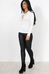 Jeena White Tie Front Top-Tops