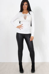 Jeena White Tie Front Top-Tops