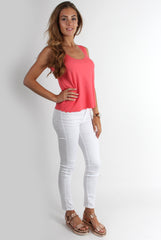 Jemima Scallop Vest Coral-Tops