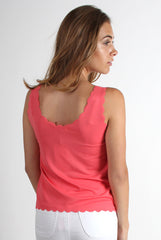 Jemima Scallop Vest Coral-Tops