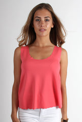 Jemima Scallop Vest Coral-Tops