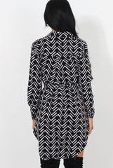 Jennifer Black Aztec Print Shirt Dress-Dresses