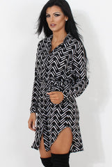 Jennifer Black Aztec Print Shirt Dress-Dresses
