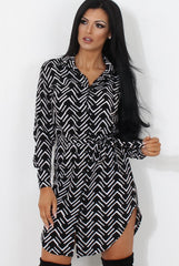 Jennifer Black Aztec Print Shirt Dress-Dresses