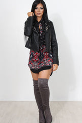 Jilema Black Paisley Print Shirt Dress-Dresses