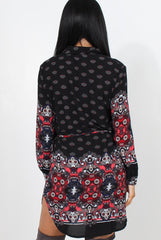 Jilema Black Paisley Print Shirt Dress-Dresses