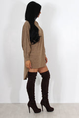 Johanna Camel Drooped Back Jumper-Knitwear