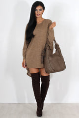 Johanna Camel Drooped Back Jumper-Knitwear