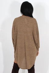 Johanna Camel Drooped Back Jumper-Knitwear