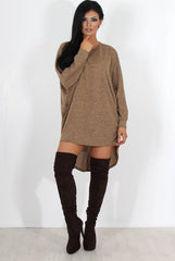 Johanna Camel Drooped Back Jumper-Knitwear