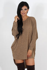 Johanna Camel Drooped Back Jumper-Knitwear