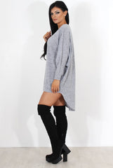 Johanna Grey Drooped Back Jumper-Knitwear