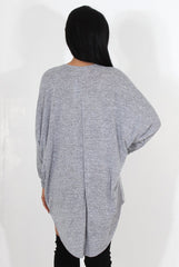 Johanna Grey Drooped Back Jumper-Knitwear