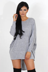 Johanna Grey Drooped Back Jumper-Knitwear