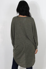 Johanna Khaki Drooped Back Jumper-Dresses