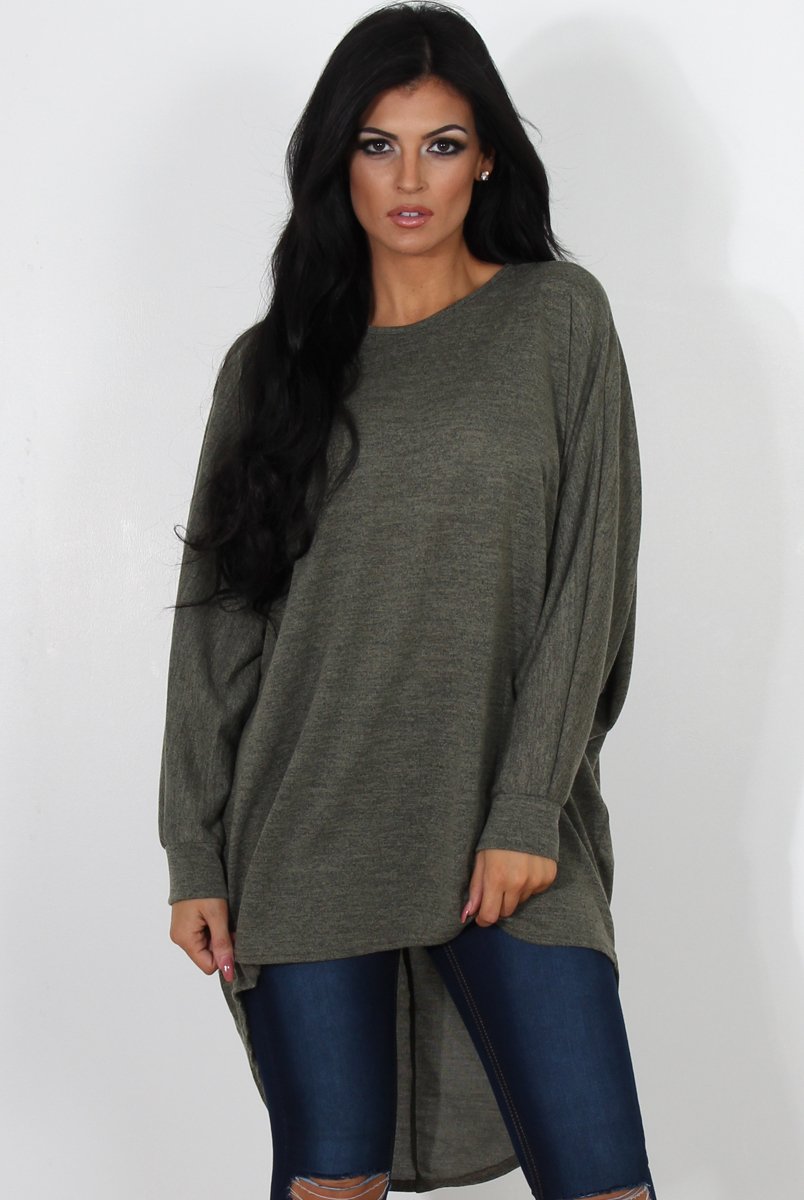Johanna Khaki Drooped Back Jumper-Dresses