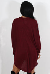Johanna Wine Drooped Back Jumper-Knitwear