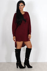 Johanna Wine Drooped Back Jumper-Knitwear