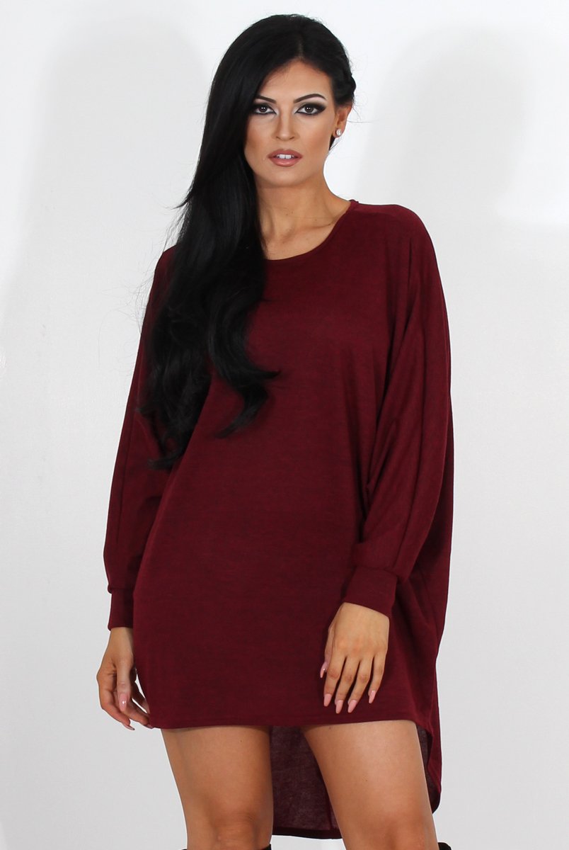 Johanna Wine Drooped Back Jumper-Knitwear