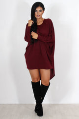Johanna Wine Drooped Back Jumper-Knitwear