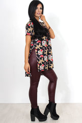 Jolly Black Gingerbread Side Split Top-Tops