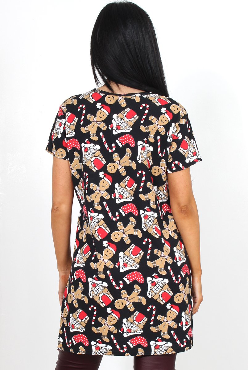 Jolly Black Gingerbread Side Split Top-Tops