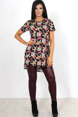 Jolly Black Gingerbread Side Split Top-Tops