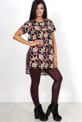 Jolly Black Gingerbread Side Split Top-Tops