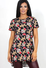 Jolly Black Gingerbread Side Split Top-Tops