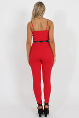 Jona Red V Front Jumpsuit-Jumpsuits