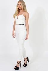 Jona White V Front Jumpsuit-Jumpsuits