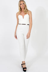 Jona White V Front Jumpsuit-Jumpsuits