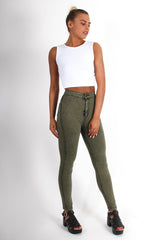Joy Khaki High Waisted Supper Skinny Jeans-Jeans