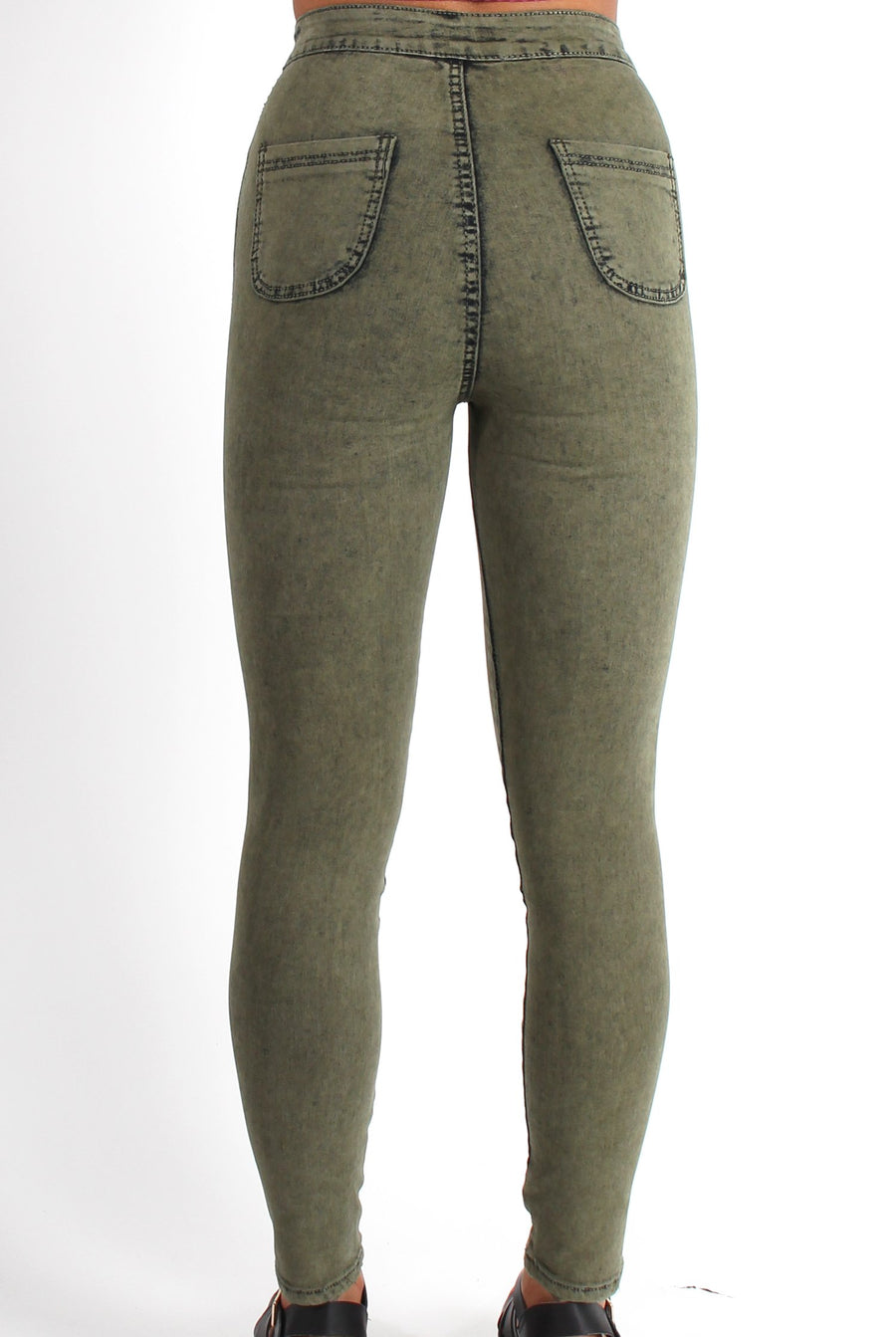 Joy Khaki High Waisted Supper Skinny Jeans-Jeans