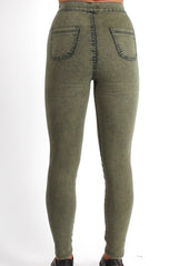 Joy Khaki High Waisted Supper Skinny Jeans-Jeans