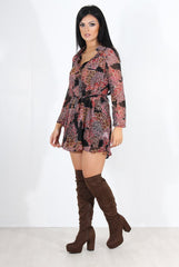 Judie Black Paisley Print Shirt Dress-Dresses