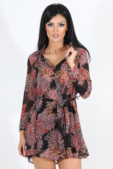 Judie Black Paisley Print Shirt Dress-Dresses