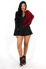 Julia Black Bell Sleeve Tie Waist Playsuit-Playsuits